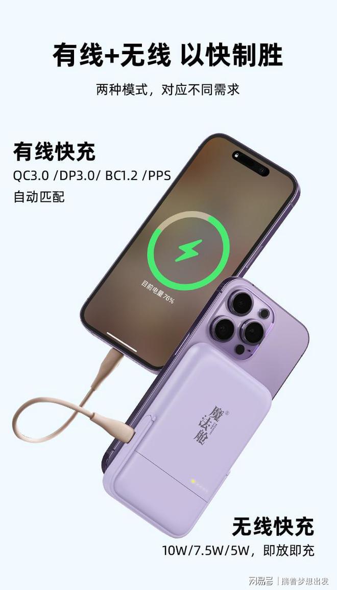 机无线充支架移动电源四合一轻松出门米乐m6出行带一个我的魔法舱！耳(图5)